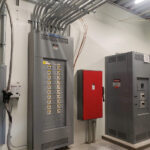 A big, gray electrical system panel